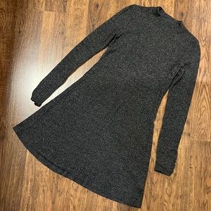 Hollister Dark Grey Mock Neck Ribbed Sweater Dress
